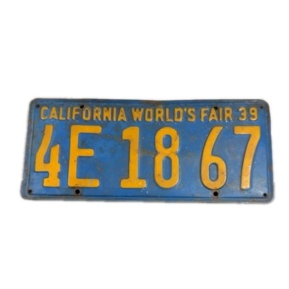 1939 California WORLD'S FAIR License‎ Plate Tag Original